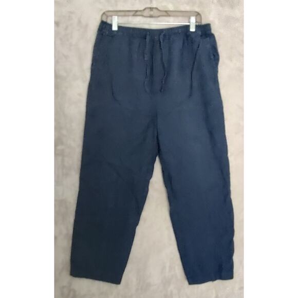 Willi Wear Women's Blue 100% Linen Pull On Pants Size M Slash Pockets Drawstring - Picture 1 of 10